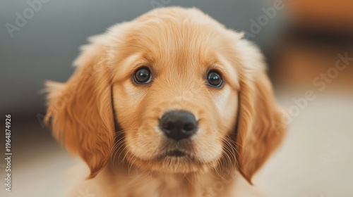 golden retriever puppy looking curious generative ai