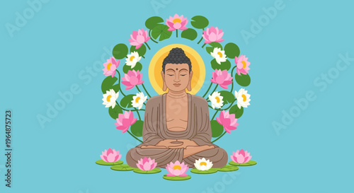 Buddha statue in meditation position.