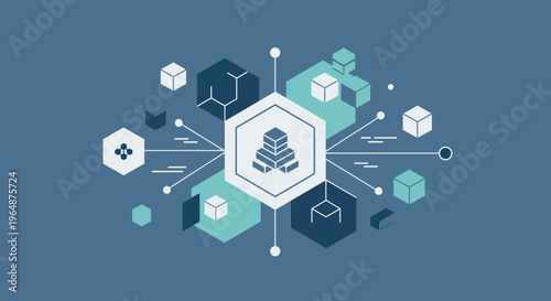 Abstract network connection, technology, data flow, blockchain, digital transformation