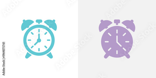 Cyan and purple alarm clock time