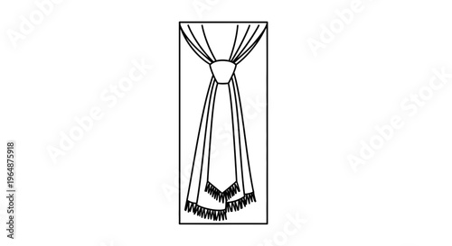 Sophisticated minimalist line art illustration of elegant draped fabric design element for