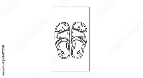 Simple outline drawing of comfortable casual footwear for warm weather illustration