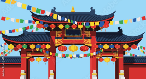 Chinese traditional architecture gate entrance.