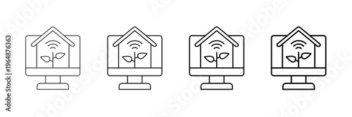 Smart Greenhouse Icons Vector Set In Different Stroke Line Style