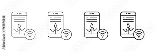 Iot Agriculture Icons Vector Set In Different Stroke Line Style