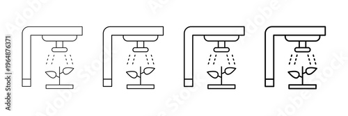 Automated Irrigation Icons Vector Set In Different Stroke Line Style