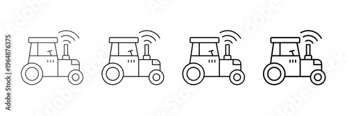 Smart Tractor Icons Vector Set In Different Stroke Line Style