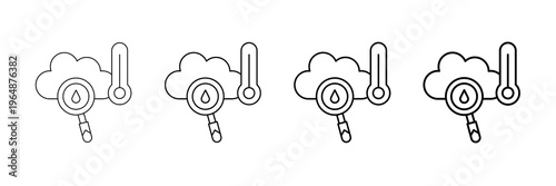Weather Forecast Icons Vector Set In Different Stroke Line Style