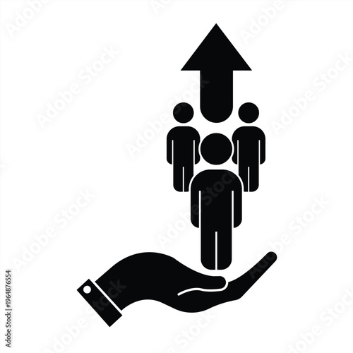Population growth icon. Multiple Team Growth. Social development improvement. Career advancement. Global demographics. Achieving success. Vector illustration