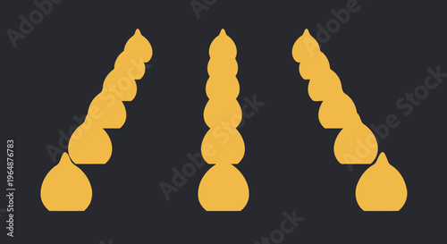 Golden liquid droplets in a row.