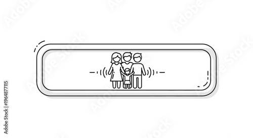 Family unit with wireless signal illustration for digital connection and security smart home