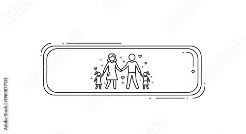 A heartwarming digital depiction of a happy family's loving bond displayed within a modern