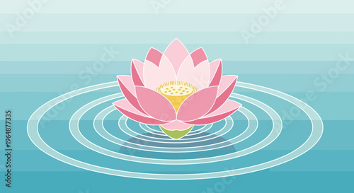 Pink lotus flower in water surface.