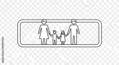 Modern minimalist outline icon representing a traditional family unit enjoying togetherness and