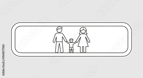 Family unit outline symbol representing parental and child bond within a protective frame