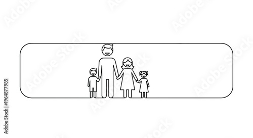Unified family outline within a sleek rounded frame depicting togetherness and parental joy with