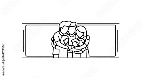 United family bond in a loving embrace illustration representing togetherness and domestic harmony