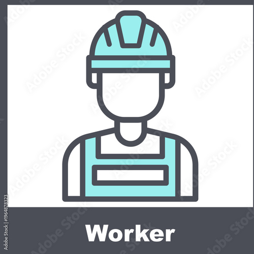 Worker Blue Vector Icon On White Background 
