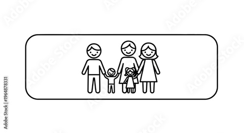 Simple stick figure family illustration representing unity happiness and togetherness within a group