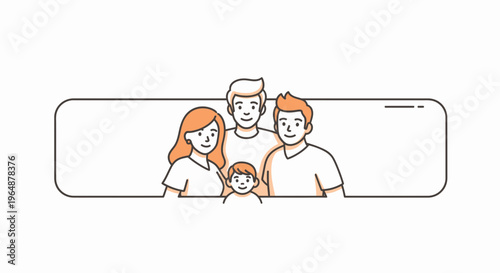 Minimalist line art illustration of a smiling family unit, perfect for profile pictures or avatars