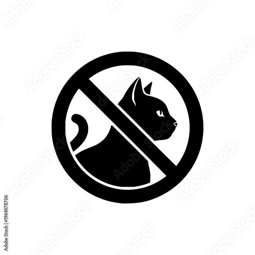Cat Forbidden Sign Symbol for No Domestic Animals or Pets