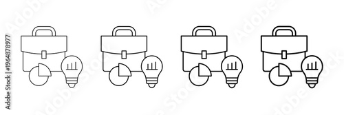 Business Intelligence Icons Vector Set In Different Stroke Line Style