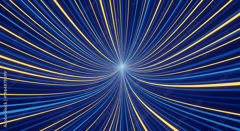 Obraz premium Abstract blue and yellow lines radiating from a central point