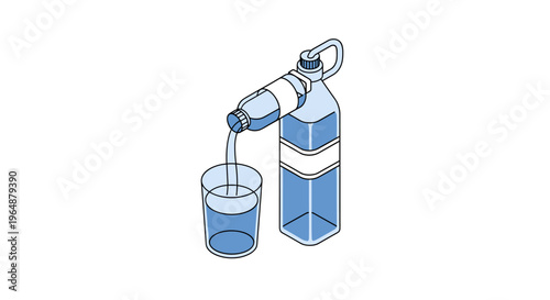 Water being poured from a large bottle into a glass, illustrating hydration and refreshment.