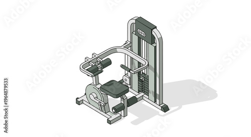 Isometric illustration of a modern gym machine for strength training.