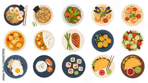 Diverse culinary collection featuring a variety of delicious and appetizing meals from around the world