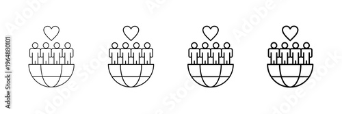 Community Volunteer Icons Vector Set In Different Stroke Line Style