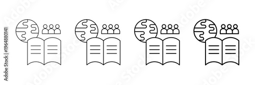 Civic Education Icons Vector Set In Different Stroke Line Style