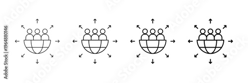 Community Outreach Icons Vector Set In Different Stroke Line Style