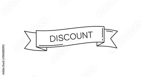 Minimalist hand-drawn outline banner displaying 'DISCOUNT' for sales and promotions