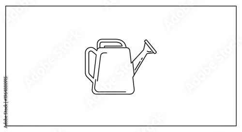 Minimalist outline illustration of a garden watering can for plant care and cultivation needs