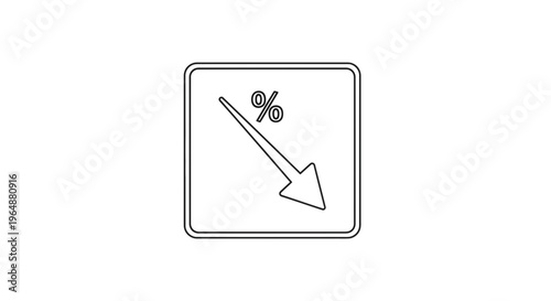 Minimalist icon illustrating a clear percentage decrease, symbolizing market trends or financial