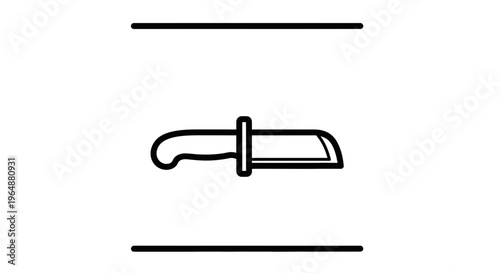 Minimalist Black Outline Graphic Depicting a Stout Utility Knife for Culinary or Outdoor Use