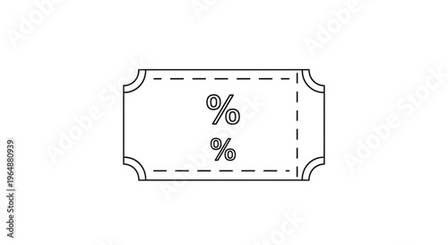 Outline drawing of a promotional discount voucher icon for shopping savings and special offers