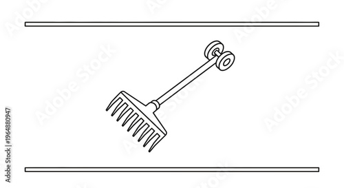 Innovative wheeled garden rake conceptual design featuring minimalist line art and efficiency