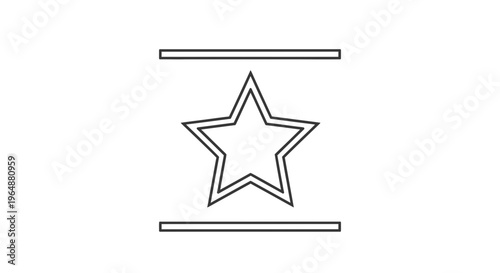 Minimalist star design enclosed by parallel horizontal lines symbolizing quality and achievement