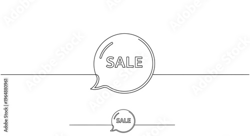 Dynamic minimalist single line art sale message bubble for commercial offers and online marketing