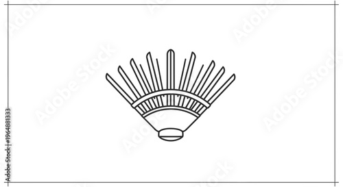 Minimalist black and white outline drawing of a badminton shuttlecock sports equipment