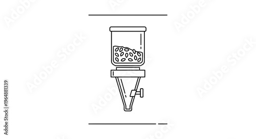 Minimalist outline illustration of a granular product dispenser with spigot mechanism
