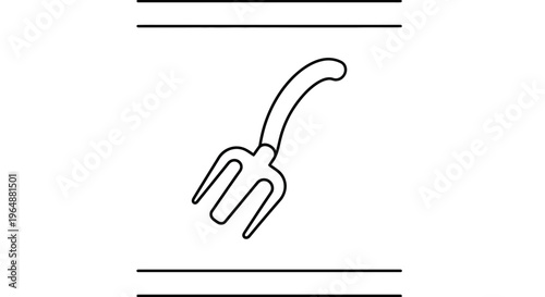 Clean and minimalist line art illustration of a hand garden fork perfect for gardening concepts