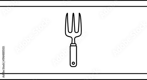 Minimalist Black Outline Vector Icon of a Garden Fork for Horticultural Activities and Planting