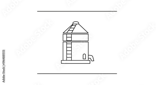 Minimalist vector outline icon depicting a modern agricultural grain storage silo structure