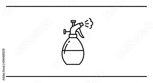 Minimalist outline icon of a spray bottle emitting a fine mist, representing cleaning and