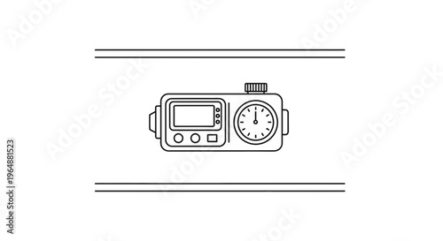 Minimalist line art illustration of a versatile control panel with digital and analog displays for