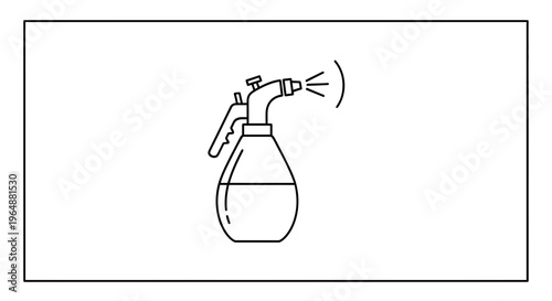Clean graphic representation of a versatile manual pump sprayer emitting fluid droplets for