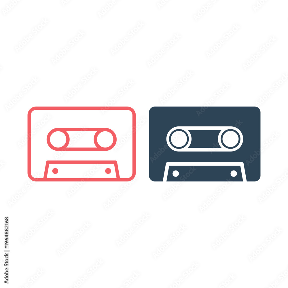 Naklejka premium Cassette tape icons set. Vector illustration.